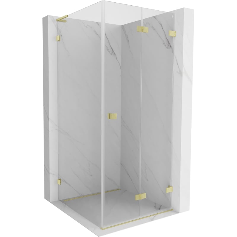 Mexen Lunar-F L cabine de douche pliante droite 70 x 70 cm, transparent, or brossé - 836L-070-070-55-00-P