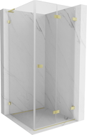 Cabine de douche pliante Mexen Lunar-F L droite 70 x 70 cm, transparente, or brossé - 836L-070-070-55-00-P