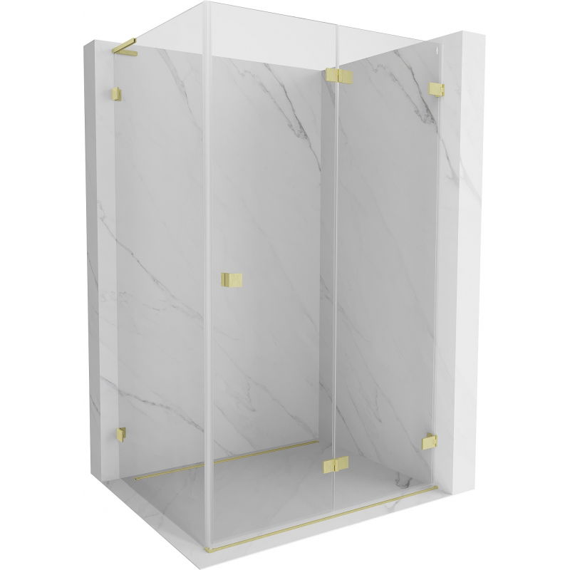 Mexen Lunar-F L cabine de douche pliable droite 95 x 80 cm, transparent, or brossé - 836L-095-080-55-00-P