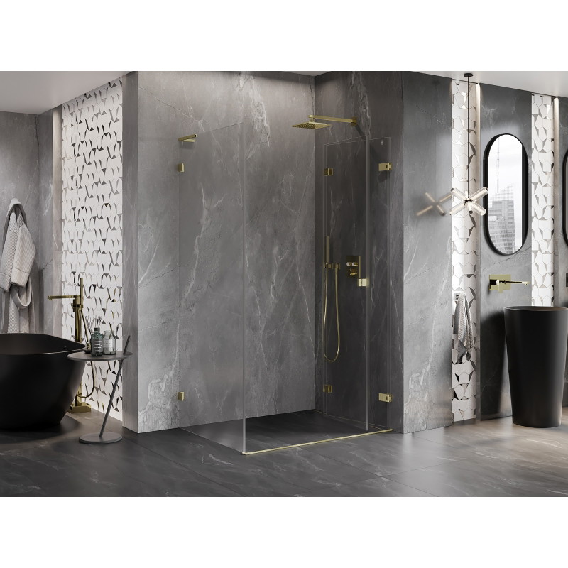 Mexen Lunar-F L cabine de douche pliante droite 95 x 90 cm, transparent, or brossé - 836L-095-090-55-00-P