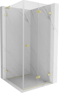 Mexen Lunar-F L cabine de douche pliante droite 100 x 100 cm, transparent, or brossé - 836L-100-100-55-00-P