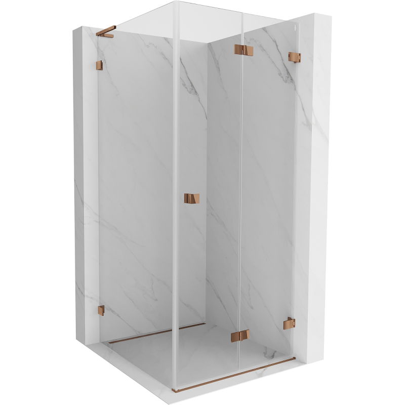Cabine de douche pliable droite Mexen Lunar-F L 70 x 70 cm, transparent, or rose - 836L-070-070-60-00-P