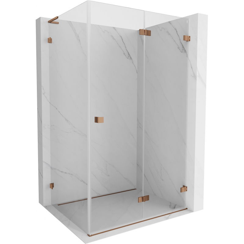 Mexen Lunar-F L cabine de douche pliante droite 75 x 70 cm, transparent, or rose - 836L-075-070-60-00-P