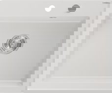 Mexen Elix évier en granit 1 bac 600 x 500 mm, blanc, siphon chromé - 6525601005-20