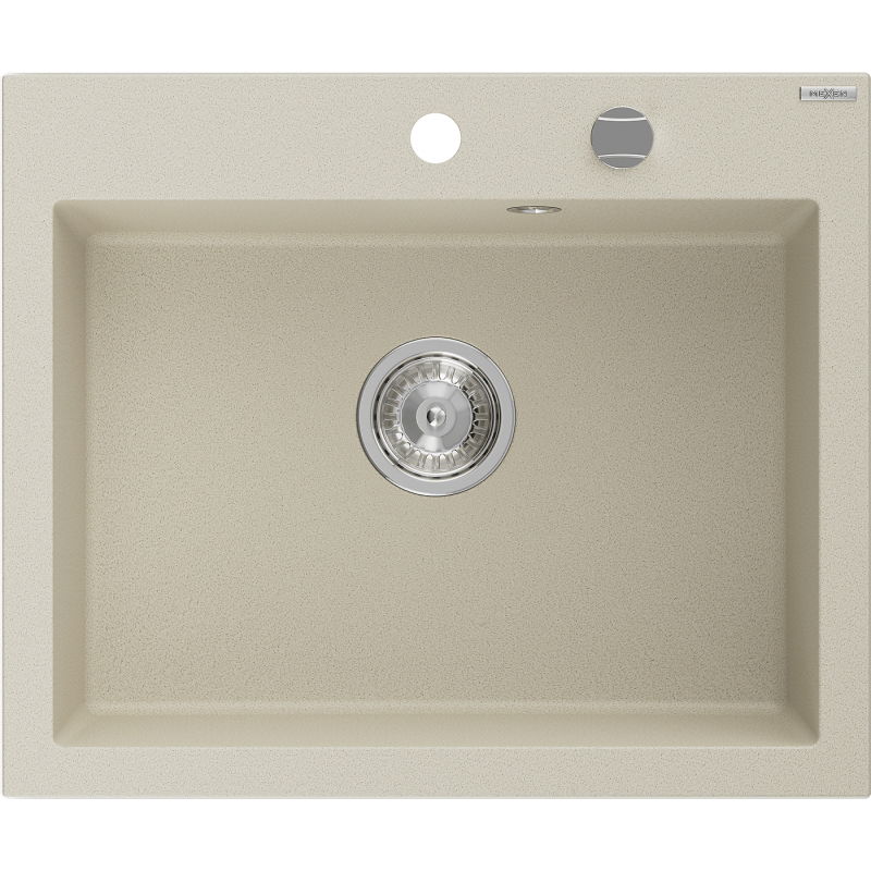 Mexen Elix évier granit 1 bac 600 x 500 mm, beige, siphon chromé - 6525601005-69