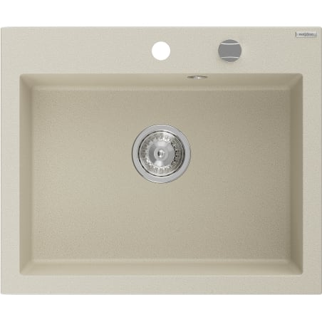 Mexen Elix évier en granit à 1 bac 600 x 500 mm, beige, siphon chromé - 6525601005-69