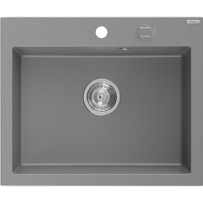 Mexen Elix évier en granit 1 bac 600 x 500 mm, gris, siphon chromé - 6525601005-71