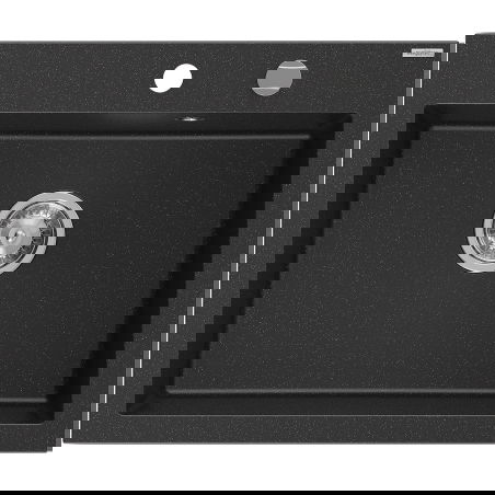 Mexen Elix évier en granit 1 bac 600 x 500 mm, noir/argent métallique, siphon chromé - 6525601005-73