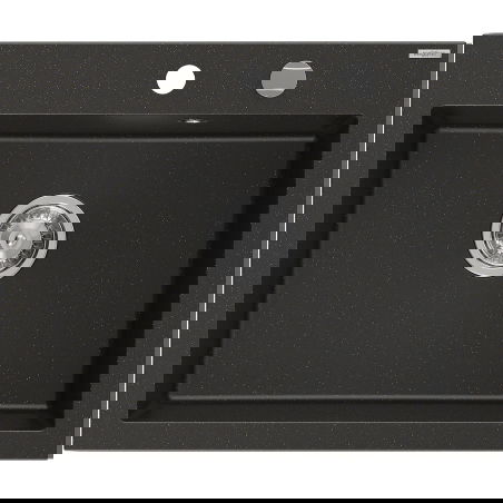 Mexen Elix évier de cuisine en granit 1 bac 600 x 500 mm, noir/doré métallisé, siphon chromé - 6525601005-75