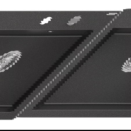 Mexen Elix évier de cuisine en granit 1 bac 600 x 500 mm, noir moucheté, siphon chromé - 6525601005-76