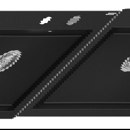 Mexen Elix évier en granit 1-bac 600 x 500 mm, noir, siphon chromé - 6525601005-77