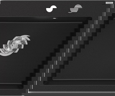 Mexen Elix évier en granit à 1 bac 600 x 500 mm, noir, siphon chromé - 6525601005-77