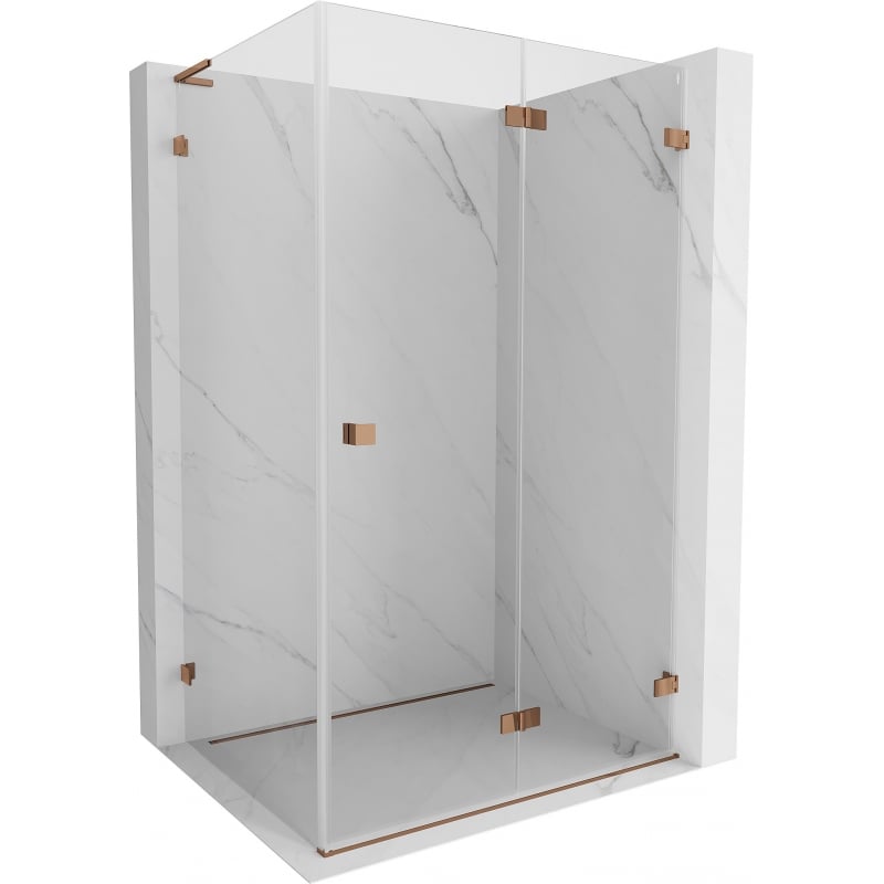 Mexen Lunar-F L cabine de douche pliable droite 100 x 80 cm, transparent, or rose - 836L-100-080-60-00-P