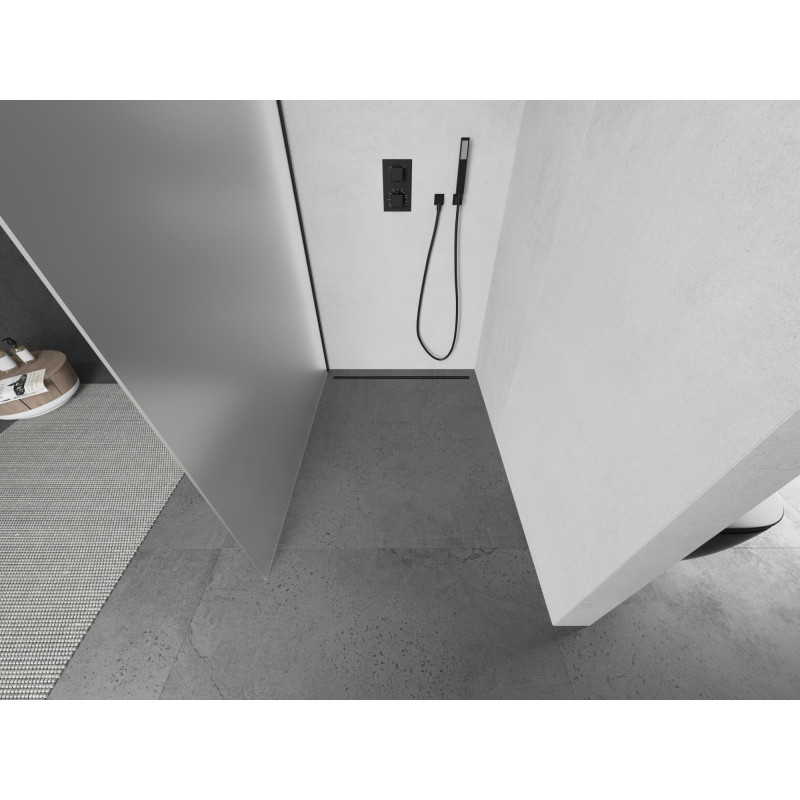 Mexen Kioto paroi de douche Walk-in 130 x 200 cm, givre 8 mm, noir - 800-130-101-70-30