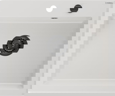 Mexen Elix évier de cuisine en granit 1 bac 600 x 500 mm, blanc, siphon noir - 6525601005-20-B