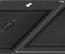 Mexen Elix évier de cuisine en granit 1 bac 600 x 500 mm, noir/argent métallisé, siphon noir - 6525601005-73-B