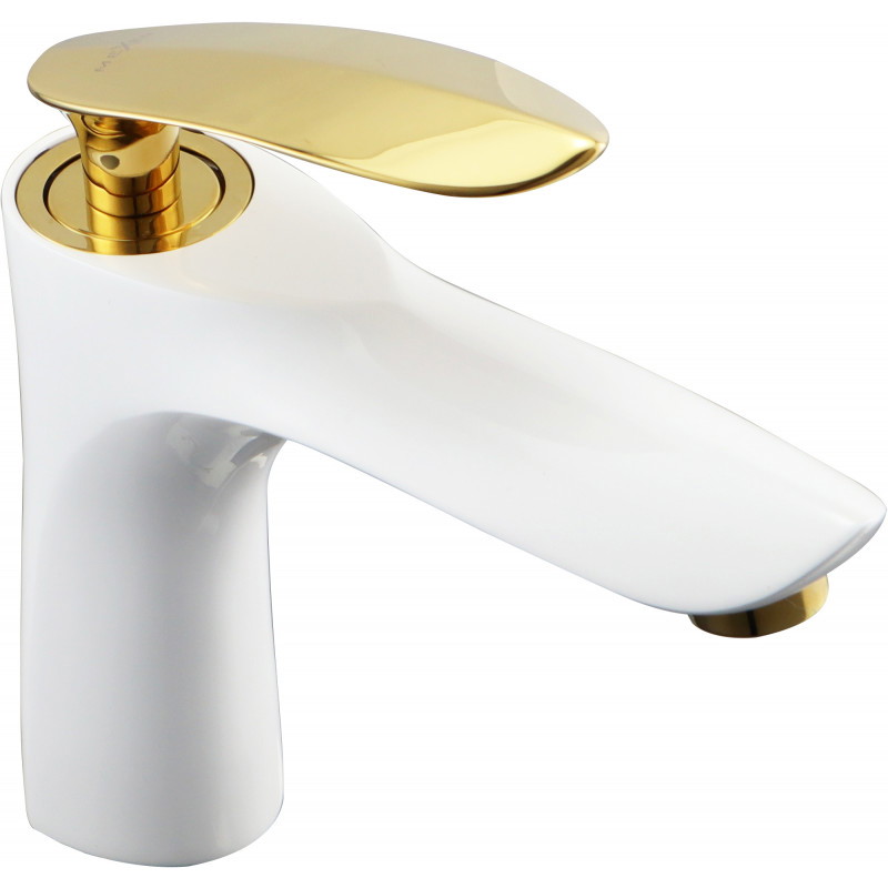 Mexen Lily robinet de lavabo, blanc/doré - 73600-25