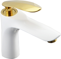 Mexen Lily robinet de lavabo, blanc/doré - 73600-25