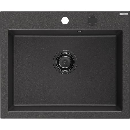 Mexen Elix évier de cuisine en granit à 1 bac 600 x 500 mm, noir moucheté, siphon noir - 6525601005-76-B