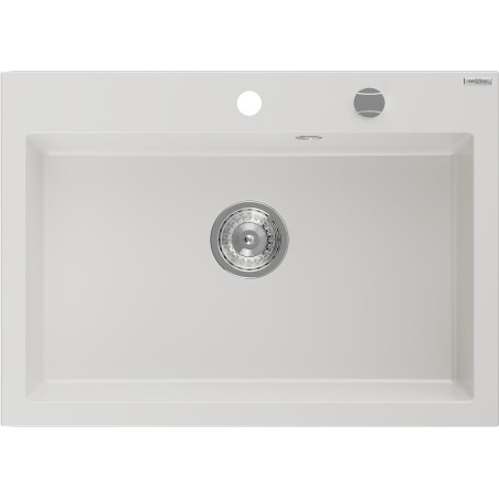 Mexen Elix évier de cuisine en granit 1-bac 700 x 500 mm, blanc, siphon chromé - 6526701005-20