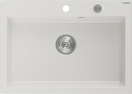 Mexen Elix évier en granit 1 bac 700 x 500 mm, blanc, siphon chrome - 6526701005-20