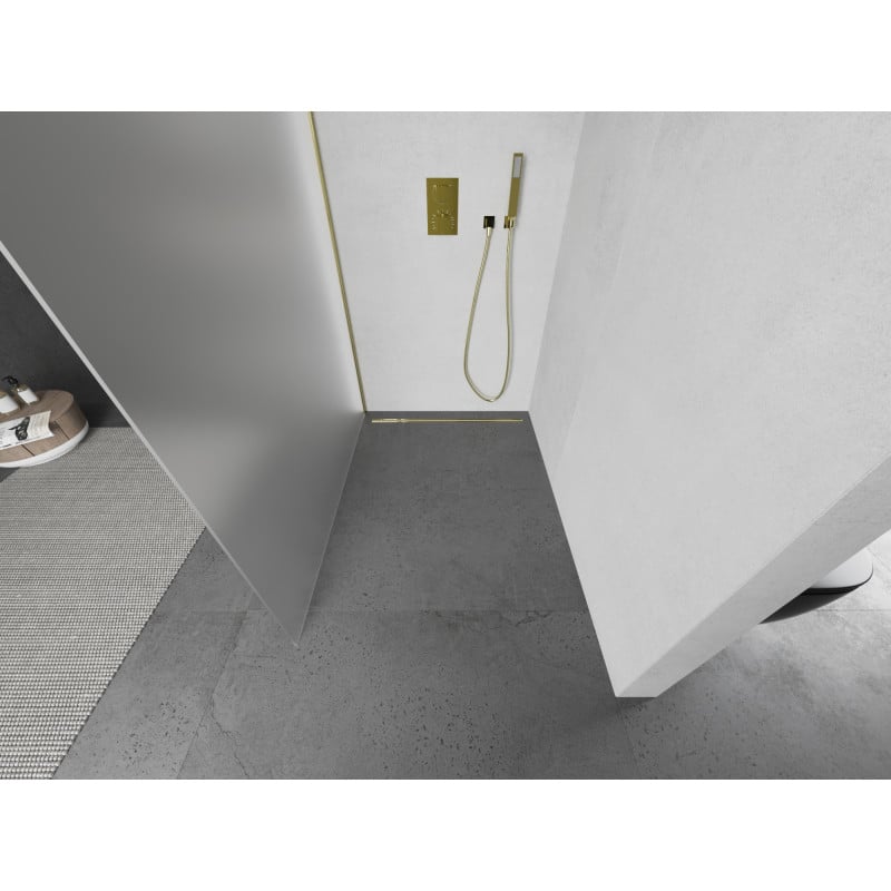 Mexen Kioto paroi de douche Walk-in 130 x 200 cm, givre 8 mm, or - 800-130-101-50-30
