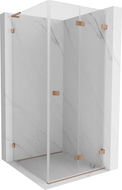 Mexen Lunar-F L cabine de douche pliante droite 80 x 80 cm, transparent, cuivre brossé - 836L-080-080-65-00-P