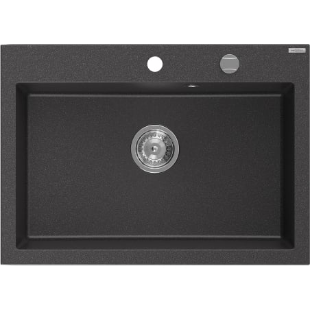 Mexen Elix évier granitique 1 bac 700 x 500 mm, noir moucheté, siphon chromé - 6526701005-76