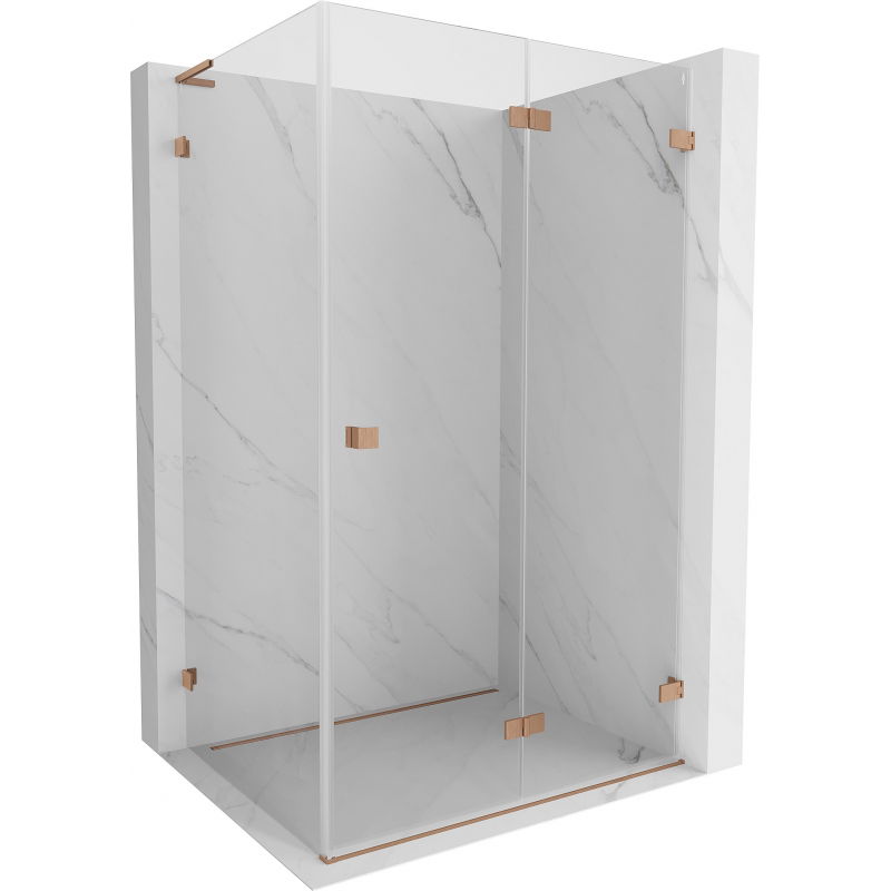 Mexen Lunar-F L cabine de douche pliable droite 100 x 80 cm, transparent, cuivre brossé - 836L-100-080-65-00-P