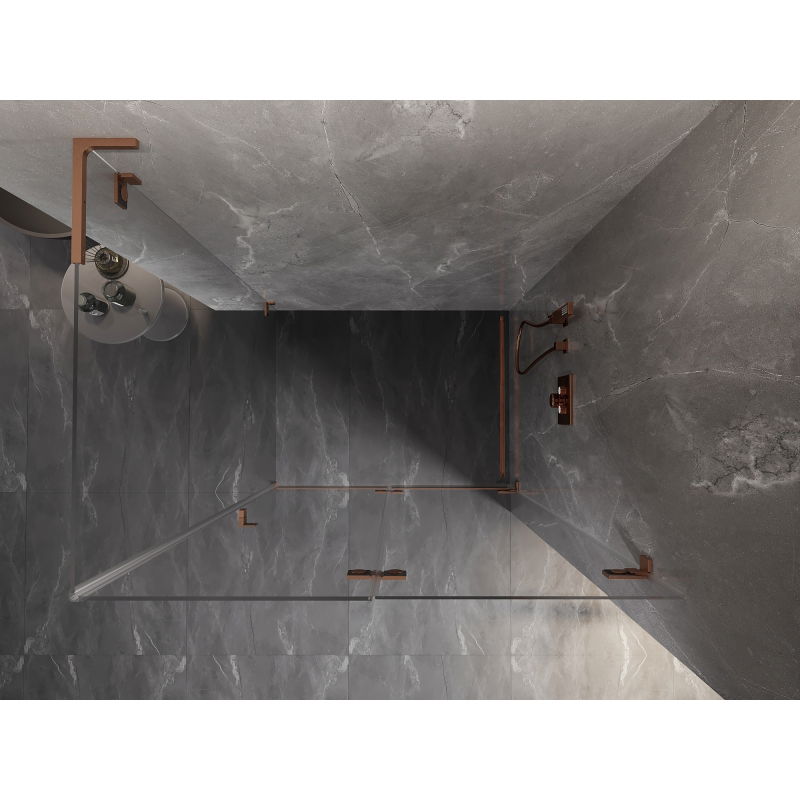 Mexen Lunar-F L cabine de douche pliable droite 100 x 80 cm, transparent, cuivre brossé - 836L-100-080-65-00-P