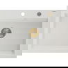 Mexen Elix évier de cuisine en granit 1 cuve 700 x 500 mm, blanc, siphon doré - 6526701005-20-G