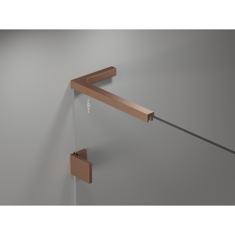 Mexen Lunar-F L cabine de douche pliante droite 90 x 90 cm, transparent, cuivre brossé - 836L-090-090-65-00-P