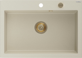 Mexen Elix évier en granit 1 bac 700 x 500 mm, beige, siphon doré - 6526701005-69-G