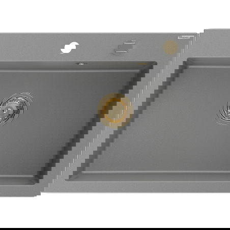 Mexen Elix évier en granit 1 bac 700 x 500 mm, gris, siphon doré - 6526701005-71-G