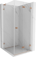 Mexen Lunar-F L cabine de douche pliable droite 100 x 100 cm, transparent, cuivre brossé - 836L-100-100-65-00-P