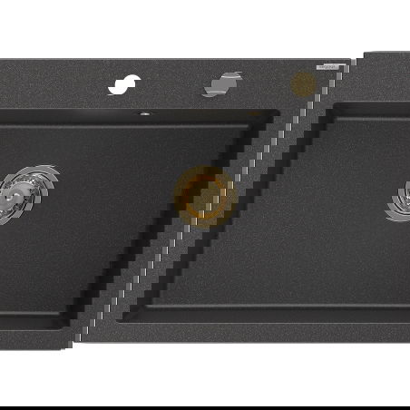 Mexen Elix évier en granit 1 bac 700 x 500 mm, noir moucheté, siphon doré - 6526701005-76-G