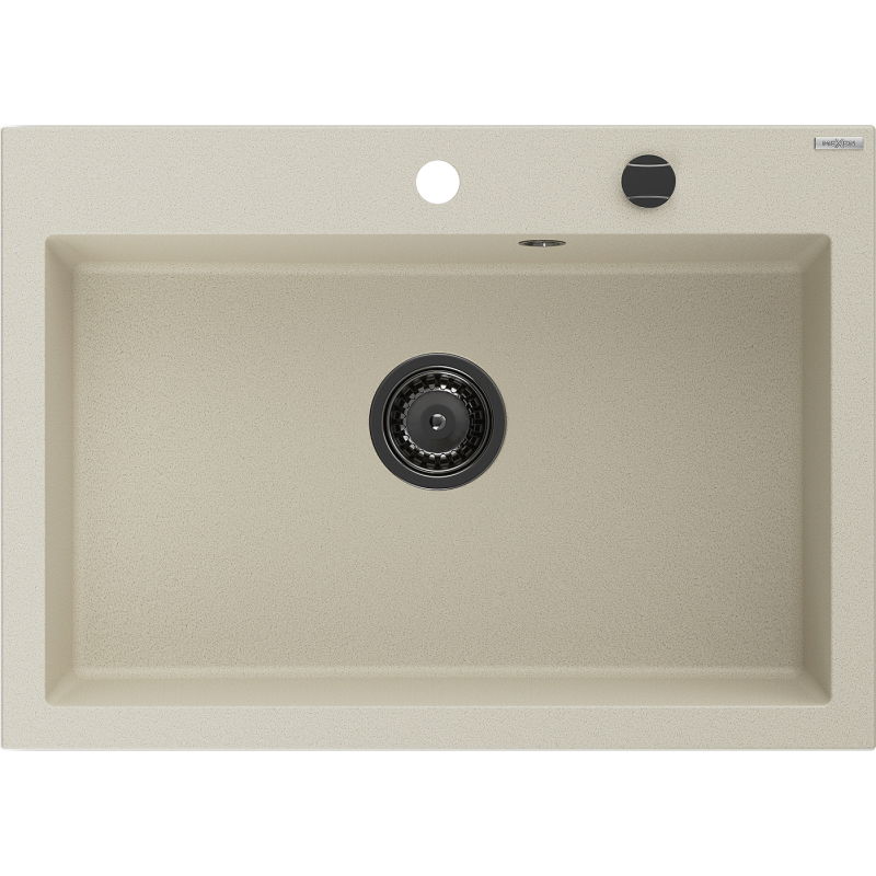 Mexen Elix évier en granit 1 bac 700 x 500 mm, beige, siphon noir - 6526701005-69-B