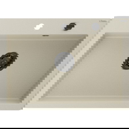 Mexen Elix évier de cuisine en granit 1 bac 700 x 500 mm, beige, siphon noir - 6526701005-69-B