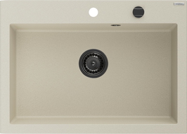 Mexen Elix évier de cuisine en granit 1 bac 700 x 500 mm, beige, siphon noir - 6526701005-69-B