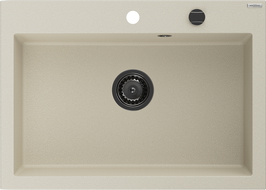 Mexen Elix évier en granit 1 bac 700 x 500 mm, beige, siphon noir - 6526701005-69-B