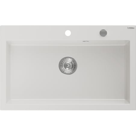 Mexen Elix évier en granit 1 bac 800 x 500 mm, blanc, siphon chromé - 6527801005-20
