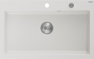 Évier granitique 1 bac Mexen Elix 800 x 500 mm, blanc, siphon chromé - 6527801005-20