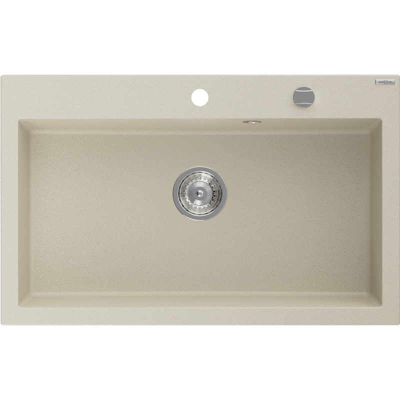 Mexen Elix évier en granit 1-bac 800 x 500 mm, beige, siphon chromé - 6527801005-69