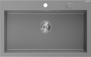Mexen Elix évier de cuisine 1 bac en granit 800 x 500 mm, gris, siphon chromé - 6527801005-71