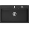 Mexen Elix évier en granit 1 bac 800 x 500 mm, noir/argent métallisé, siphon chromé - 6527801005-73