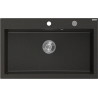 Mexen Elix Évier en granit 1 bac 800 x 500 mm, noir/doré métallique, siphon chromé - 6527801005-75