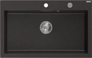 Mexen Elix évier en granit 1 bac 800 x 500 mm, noir/or métallique, siphon chromé - 6527801005-75