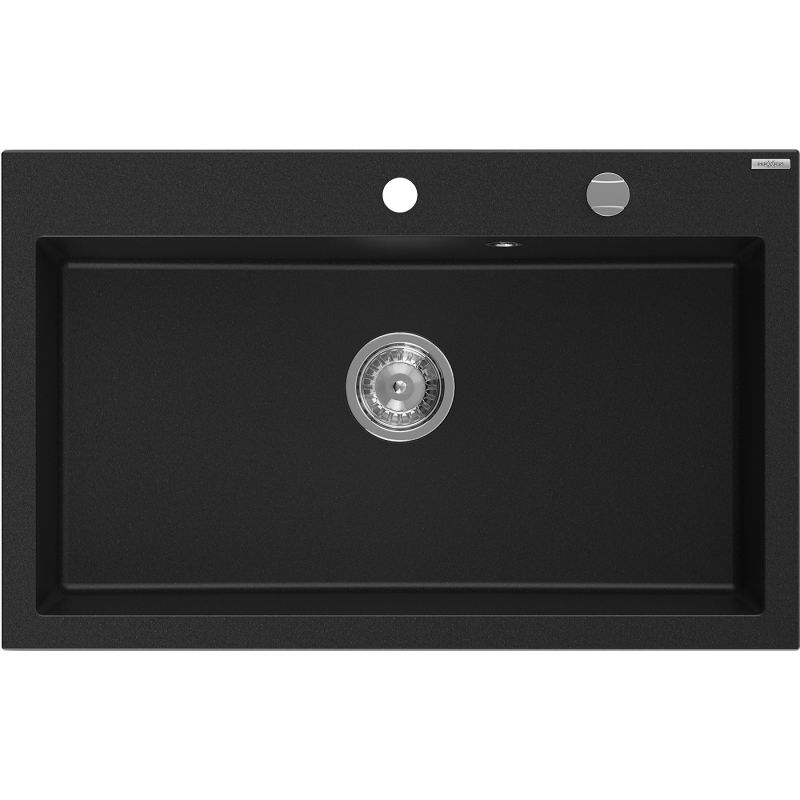 Mexen Elix évier en granit 1 bac 800 x 500 mm, noir, siphon chromé - 6527801005-77
