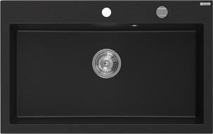 Mexen Elix évier en granit 1 bac 800 x 500 mm, noir, siphon chromé - 6527801005-77