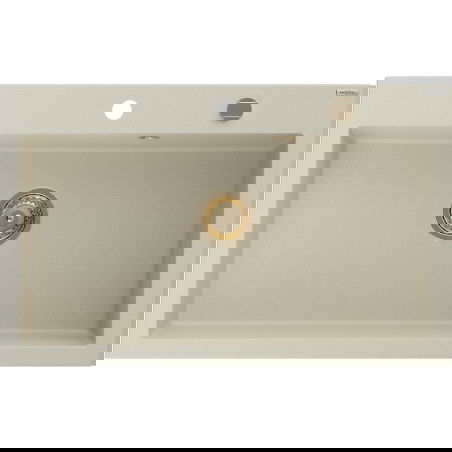 Mexen Elix évier de cuisine 1 bac en granit 800 x 500 mm, beige, bonde dorée - 6527801005-69-G